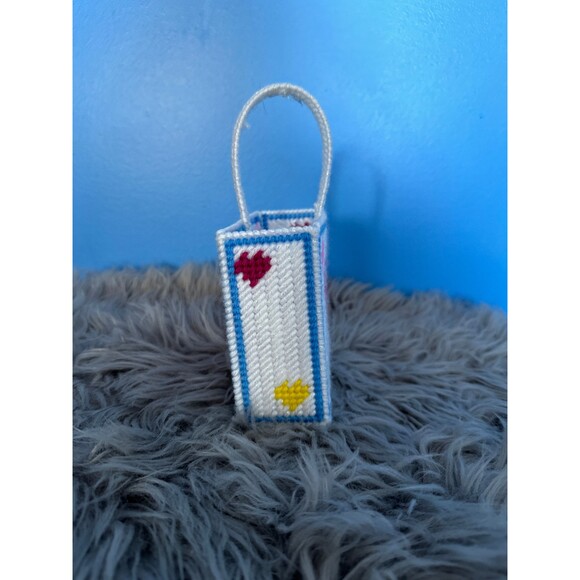 Be Mine Valentines Day Plastic Canvas Mini Tote Bag Gift Basket - Picture 3 of 4